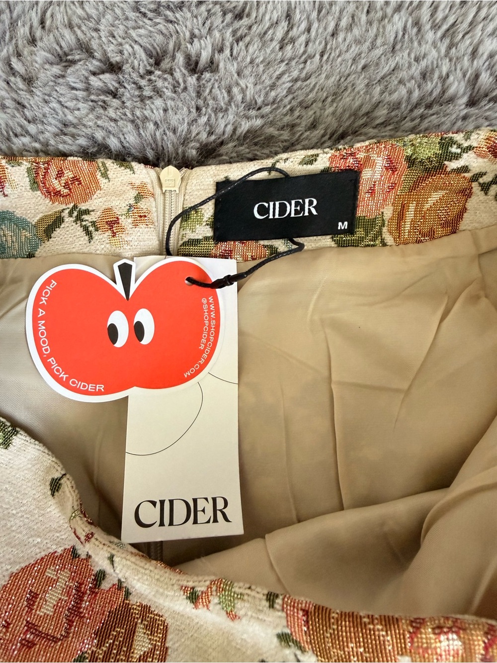 Cider Cream Floral Mini Skirt with Pink & Green Accents - Picture 5 of 8